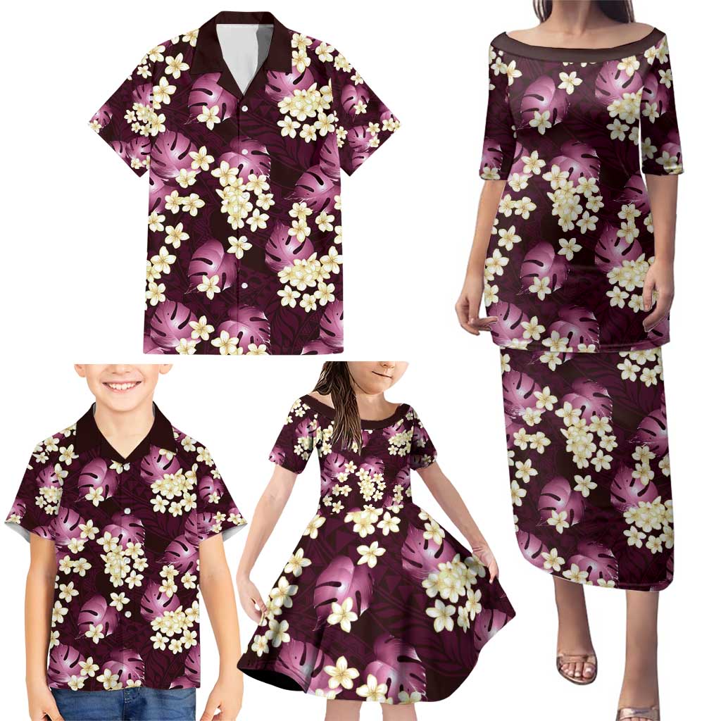 Pink Tropical Hawaii Family Matching Puletasi and Hawaiian Shirt Seamless Monstera Plumeria Hawaiian Pattern LT14 - Polynesian Pride