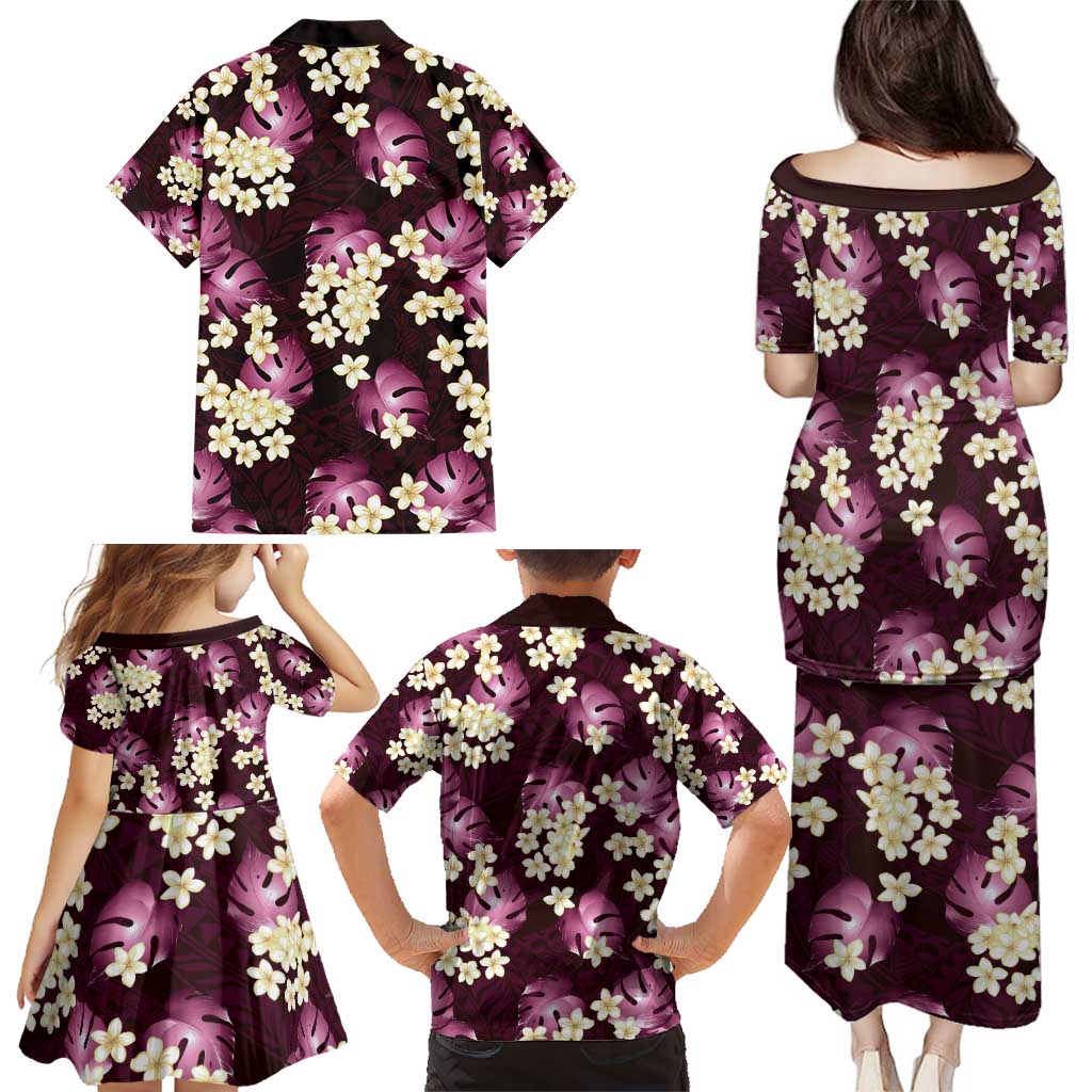 Pink Tropical Hawaii Family Matching Puletasi and Hawaiian Shirt Seamless Monstera Plumeria Hawaiian Pattern LT14 - Polynesian Pride