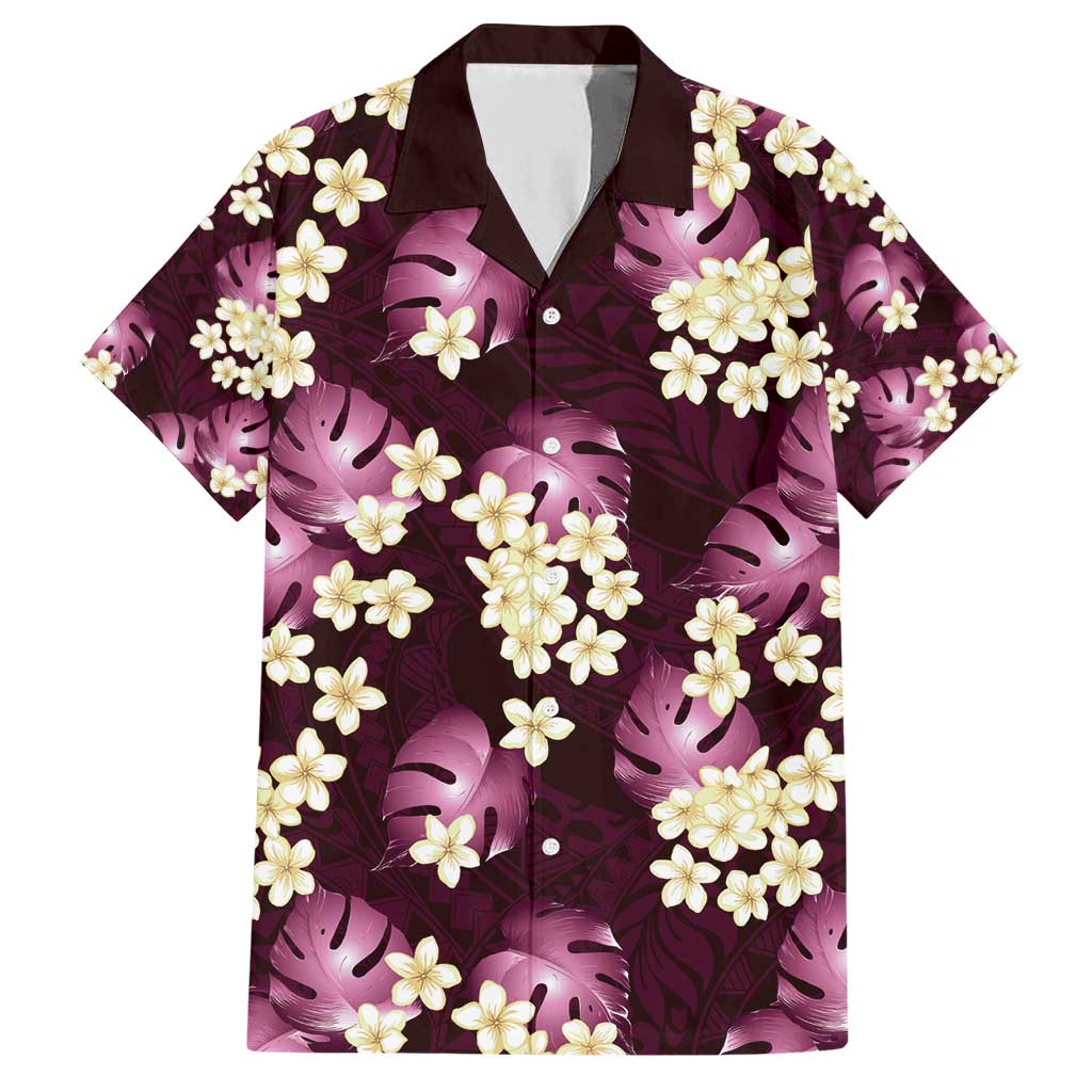 Pink Tropical Hawaii Family Matching Short Sleeve Bodycon Dress and Hawaiian Shirt Seamless Monstera Plumeria Hawaiian Pattern LT14 Dad's Shirt - Short Sleeve Pink - Polynesian Pride