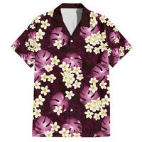 Pink Tropical Hawaii Family Matching Short Sleeve Bodycon Dress and Hawaiian Shirt Seamless Monstera Plumeria Hawaiian Pattern LT14 Dad's Shirt - Short Sleeve Pink - Polynesian Pride