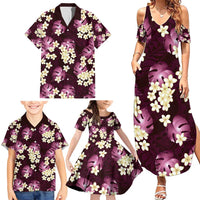 Pink Tropical Hawaii Family Matching Summer Maxi Dress and Hawaiian Shirt Seamless Monstera Plumeria Hawaiian Pattern LT14 - Polynesian Pride