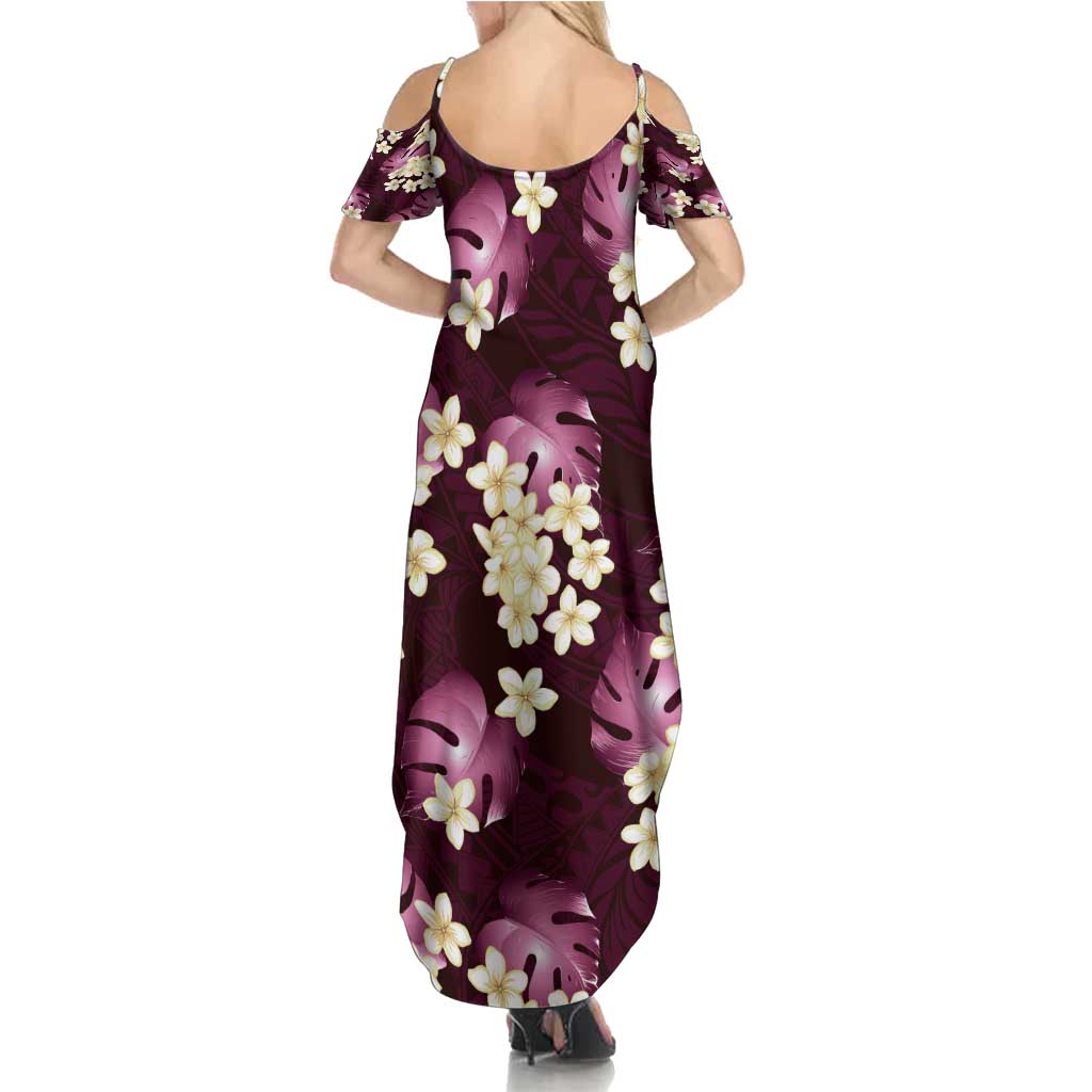 Pink Tropical Hawaii Family Matching Summer Maxi Dress and Hawaiian Shirt Seamless Monstera Plumeria Hawaiian Pattern LT14 - Polynesian Pride