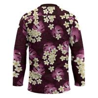 Pink Tropical Hawaii Hockey Jersey Seamless Monstera Plumeria Hawaiian Pattern - Polynesian Pride
