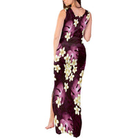 Pink Tropical Hawaii Tank Maxi Dress Seamless Monstera Plumeria Hawaiian Pattern - Polynesian Pride