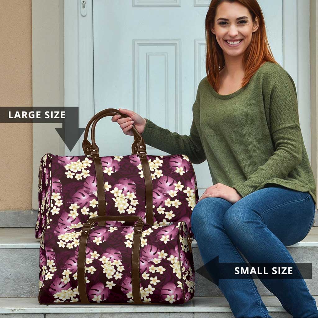 Pink Tropical Hawaii Travel Bag Seamless Monstera Plumeria Hawaiian Pattern - Polynesian Pride