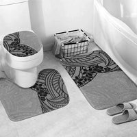 Black Gray Polynesia Tropical Flowers Bathroom Set LT14 Mat Set Only (3 pcs) One Size Gray - Polynesian Pride