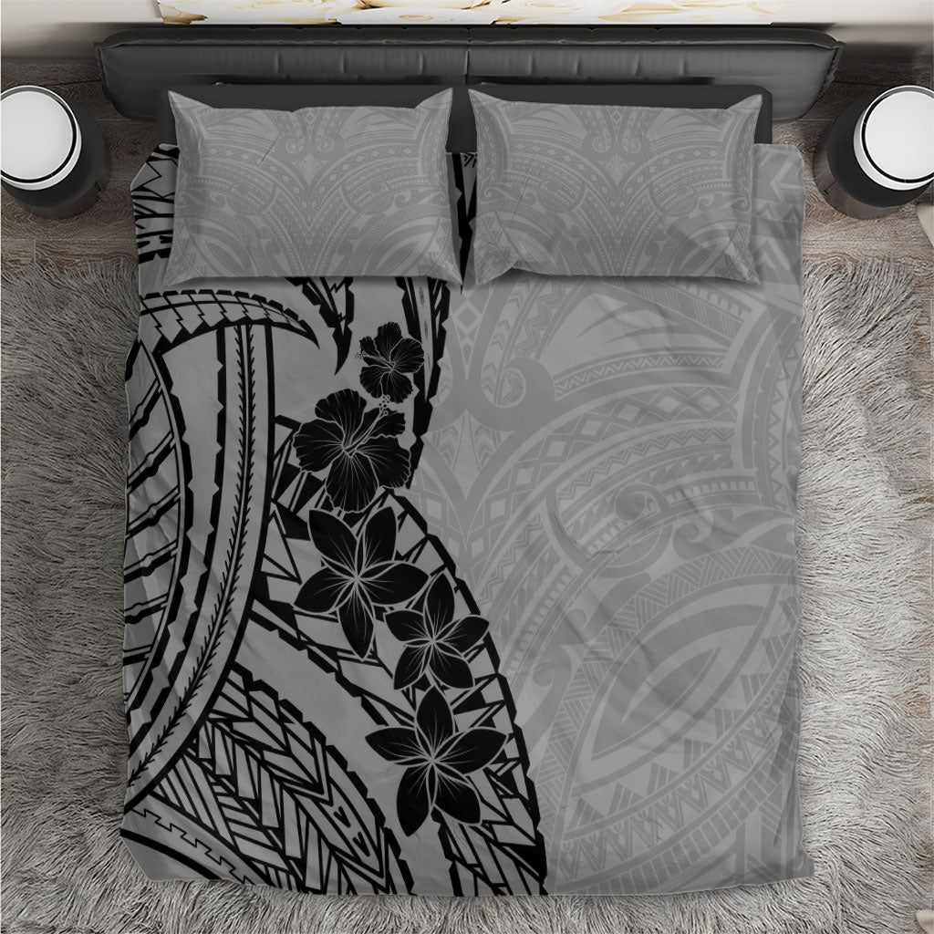 Black Gray Polynesia Tropical Flowers Bedding Set LT14 Gray - Polynesian Pride