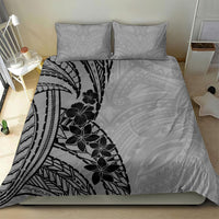 Black Gray Polynesia Tropical Flowers Bedding Set