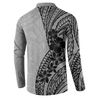 Black Gray Polynesia Tropical Flowers Button Sweatshirt LT14 - Polynesian Pride