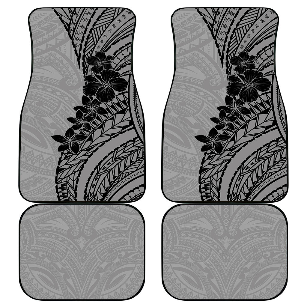 Black Gray Polynesia Tropical Flowers Car Mats LT14 - Polynesian Pride