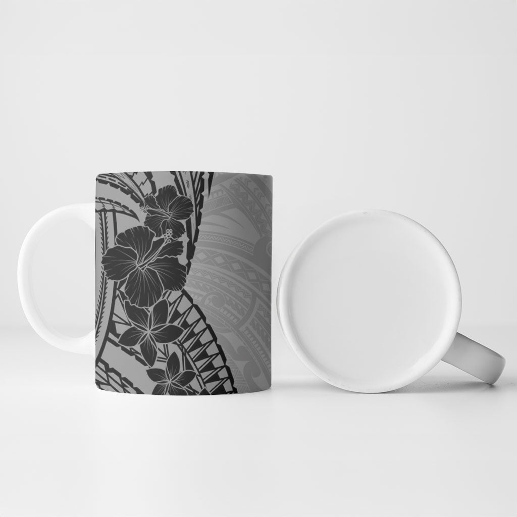 Black Gray Polynesia Tropical Flowers Ceramic Mug LT14 - Polynesian Pride