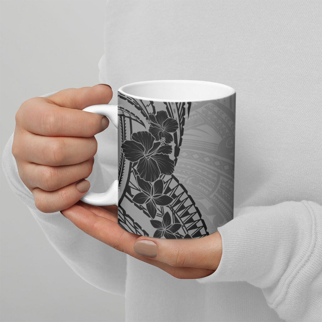 Black Gray Polynesia Tropical Flowers Ceramic Mug LT14 - Polynesian Pride