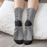 Black Gray Polynesia Tropical Flowers Crew Socks LT14 - Polynesian Pride