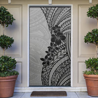 Black Gray Polynesia Tropical Flowers Door Cover
