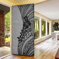 Black Gray Polynesia Tropical Flowers Door Cover