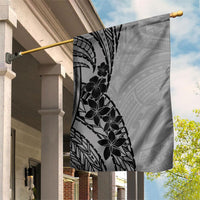 Black Gray Polynesia Tropical Flowers Garden Flag