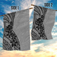 Black Gray Polynesia Tropical Flowers Garden Flag