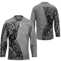 Black Gray Polynesia Tropical Flowers Hockey Jersey LT14 - Polynesian Pride