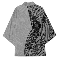 Black Gray Polynesia Tropical Flowers Kimono LT14 - Polynesian Pride