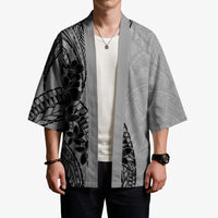 Black Gray Polynesia Tropical Flowers Kimono LT14 - Polynesian Pride