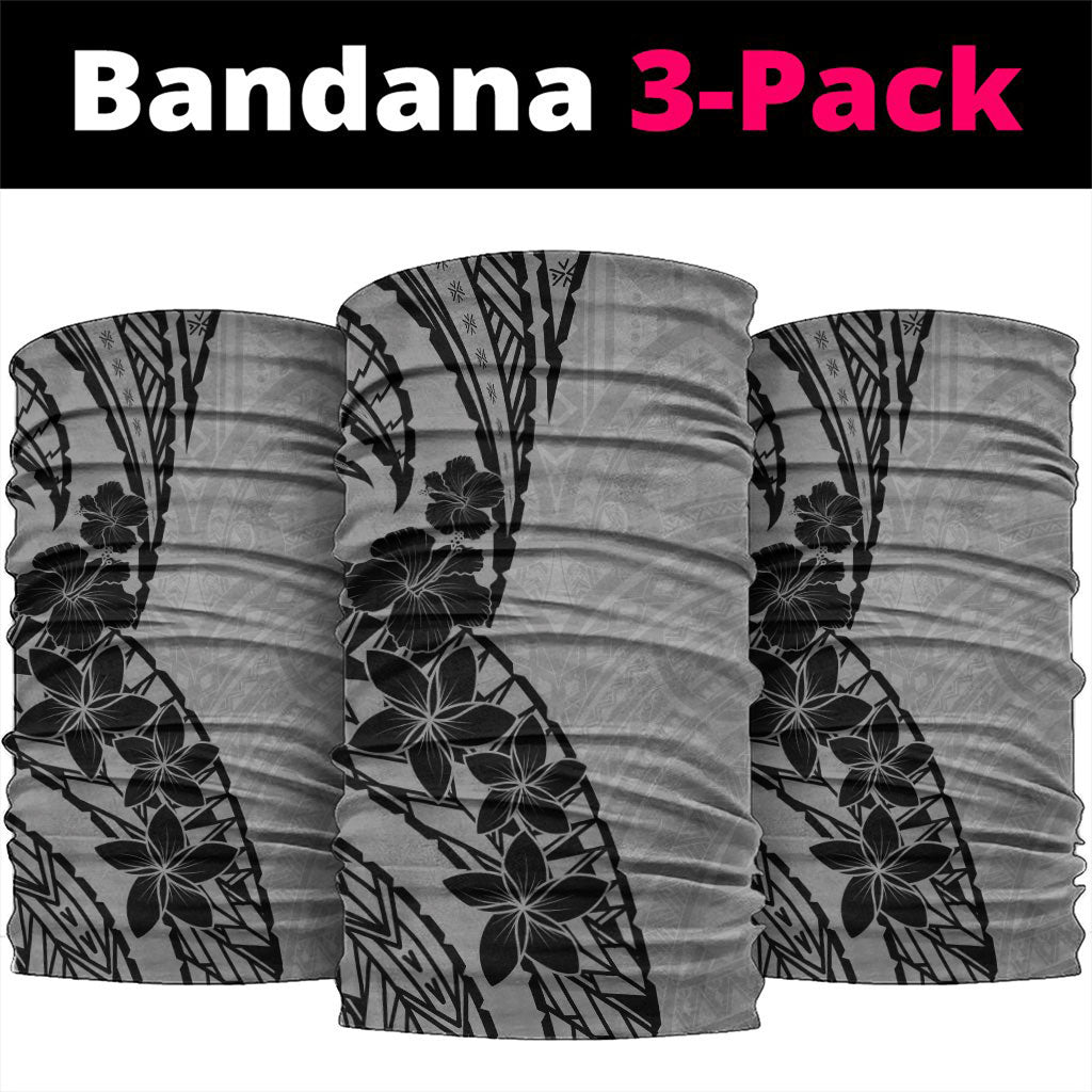 Black Gray Polynesia Tropical Flowers Neck Gaiter LT14 package One Size: 25*50cm Gray - Polynesian Pride