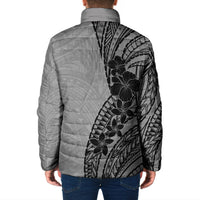 Black Gray Polynesia Tropical Flowers Padded Jacket LT14 - Polynesian Pride