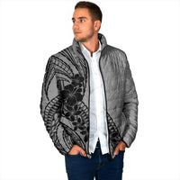 Black Gray Polynesia Tropical Flowers Padded Jacket LT14 - Polynesian Pride