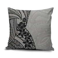Black Gray Polynesia Tropical Flowers Pillow Cover