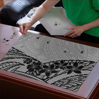 Black Gray Polynesia Tropical Flowers Puzzle