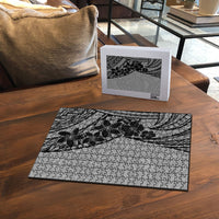 Black Gray Polynesia Tropical Flowers Puzzle