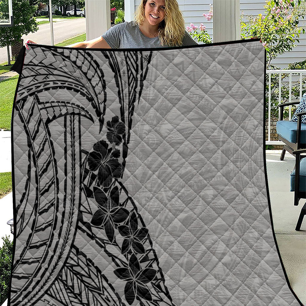 Black Gray Polynesia Tropical Flowers Quilt LT14 Gray - Polynesian Pride