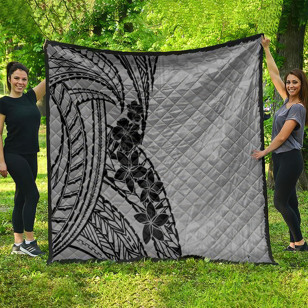 Black Gray Polynesia Tropical Flowers Quilt LT14 - Polynesian Pride