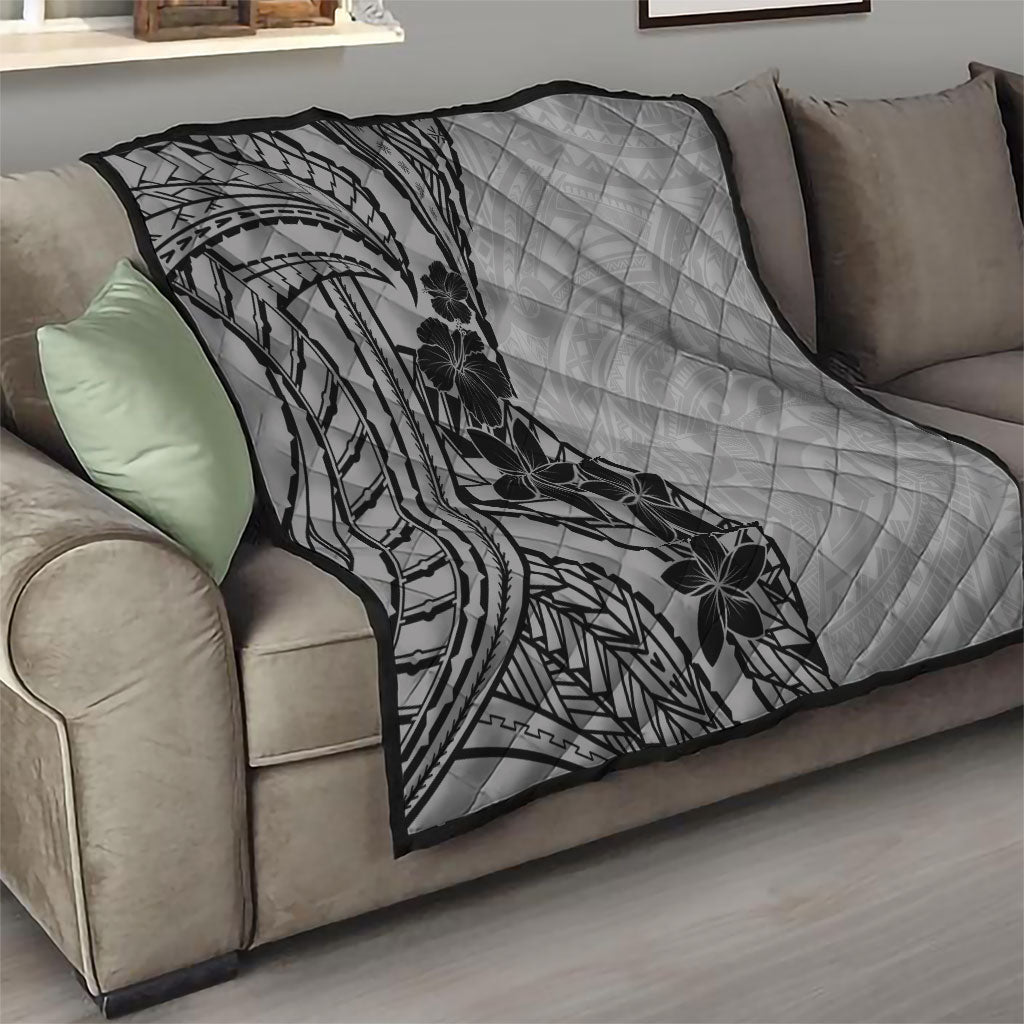 Black Gray Polynesia Tropical Flowers Quilt LT14 - Polynesian Pride