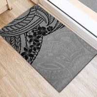 Black Gray Polynesia Tropical Flowers Rubber Doormat LT14 - Polynesian Pride