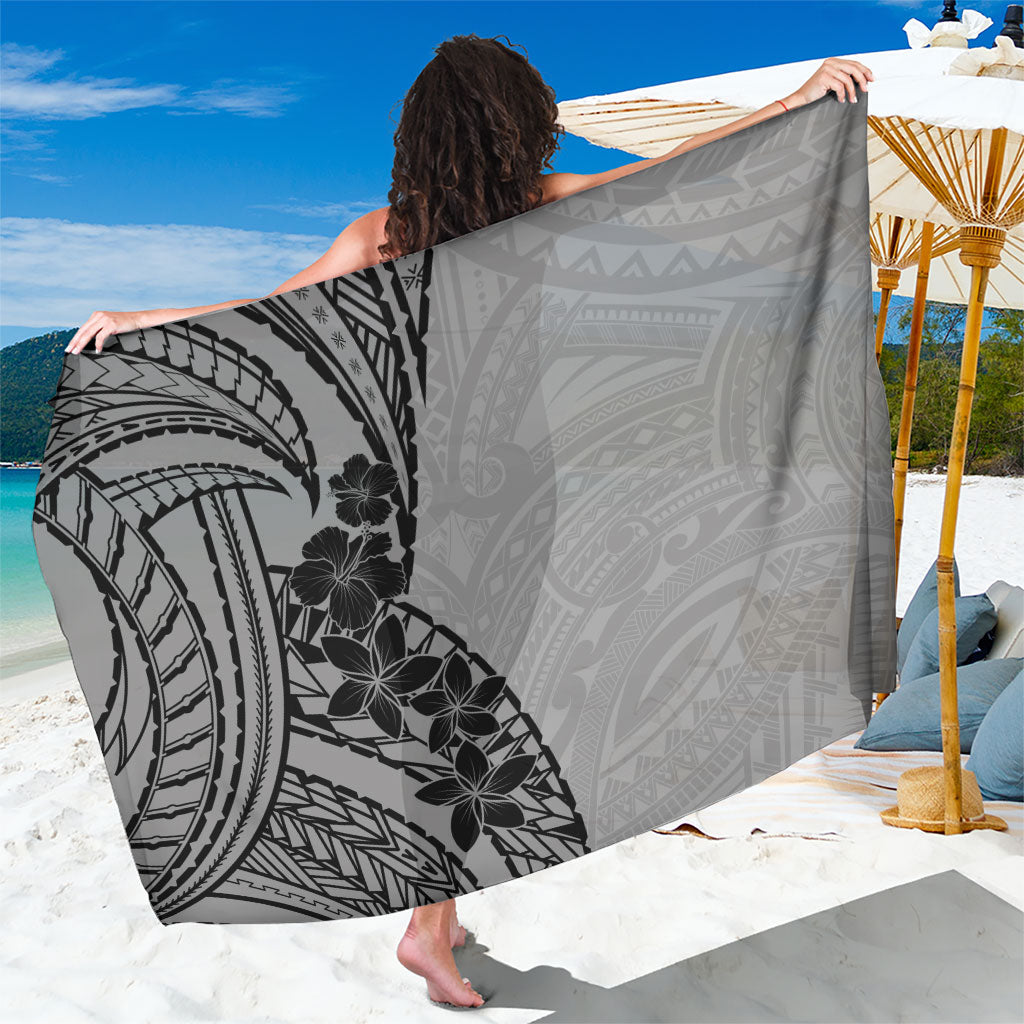 Black Gray Polynesia Tropical Flowers Sarong LT14 One Size 44 x 66 inches Gray - Polynesian Pride