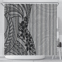 Black Gray Polynesia Tropical Flowers Shower Curtain