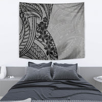 Black Gray Polynesia Tropical Flowers Tapestry