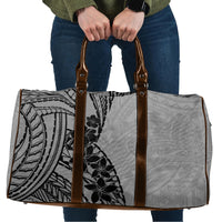 Black Gray Polynesia Tropical Flowers Travel Bag