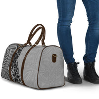 Black Gray Polynesia Tropical Flowers Travel Bag