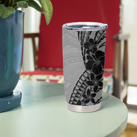 Black Gray Polynesia Tropical Flowers Tumbler Cup LT14 - Polynesian Pride