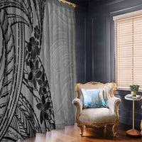 Black Gray Polynesia Tropical Flowers Window Curtain