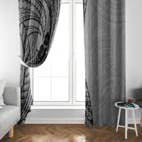 Black Gray Polynesia Tropical Flowers Window Curtain