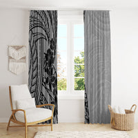 Black Gray Polynesia Tropical Flowers Window Curtain