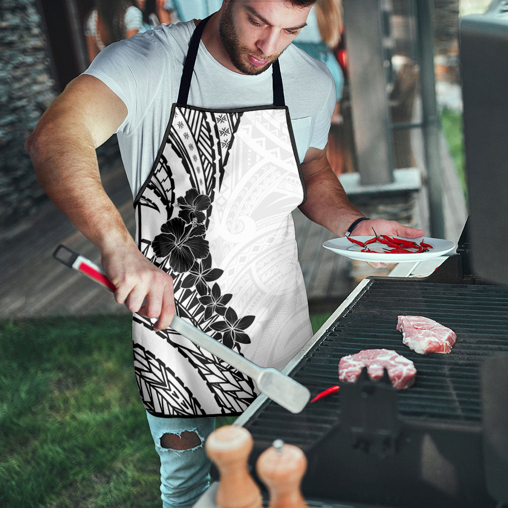 Black White Polynesia Tropical Flowers Apron LT14 - Polynesian Pride