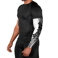 Black White Polynesia Tropical Flowers Arm Sleeves