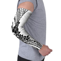 Black White Polynesia Tropical Flowers Arm Sleeves