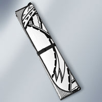 Black White Polynesia Tropical Flowers Auto Sun Shade