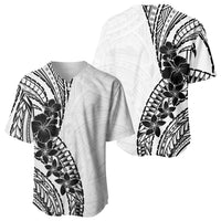 Black White Polynesia Tropical Flowers Baseball Jersey LT14 - Polynesian Pride