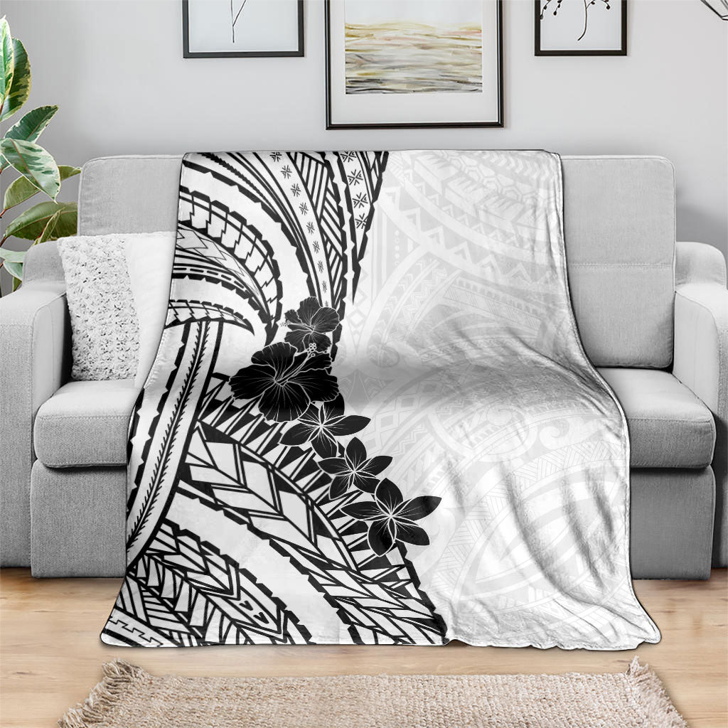 Black White Polynesia Tropical Flowers Blanket LT14 - Polynesian Pride