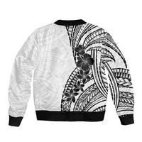 Black White Polynesia Tropical Flowers Bomber Jacket LT14 - Polynesian Pride